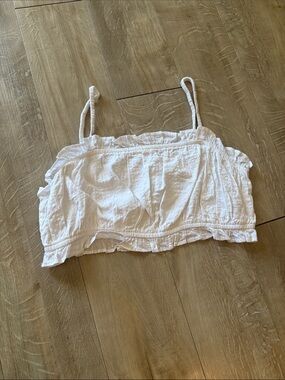 NWT “And Now This” White Smocked Cropped Top Size Large
